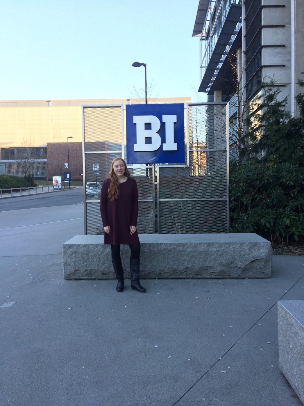 Cassandra Stead in front of the bi sign