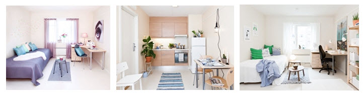 Different rooms in the Student housing BSN
