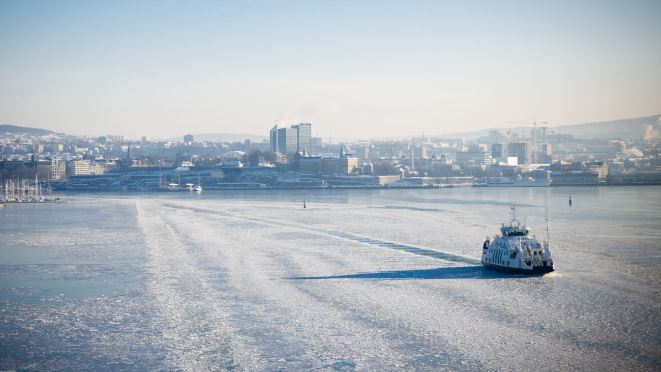image of oslo fjord and city in winter